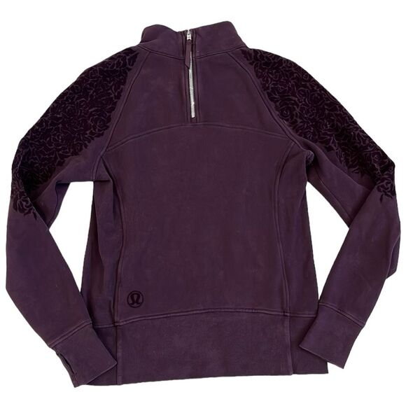 Lululemon Floral‎ Flock Pullover Sweatshirt in Black Cherry - Women’s Size 8 - Picture 1 of 11